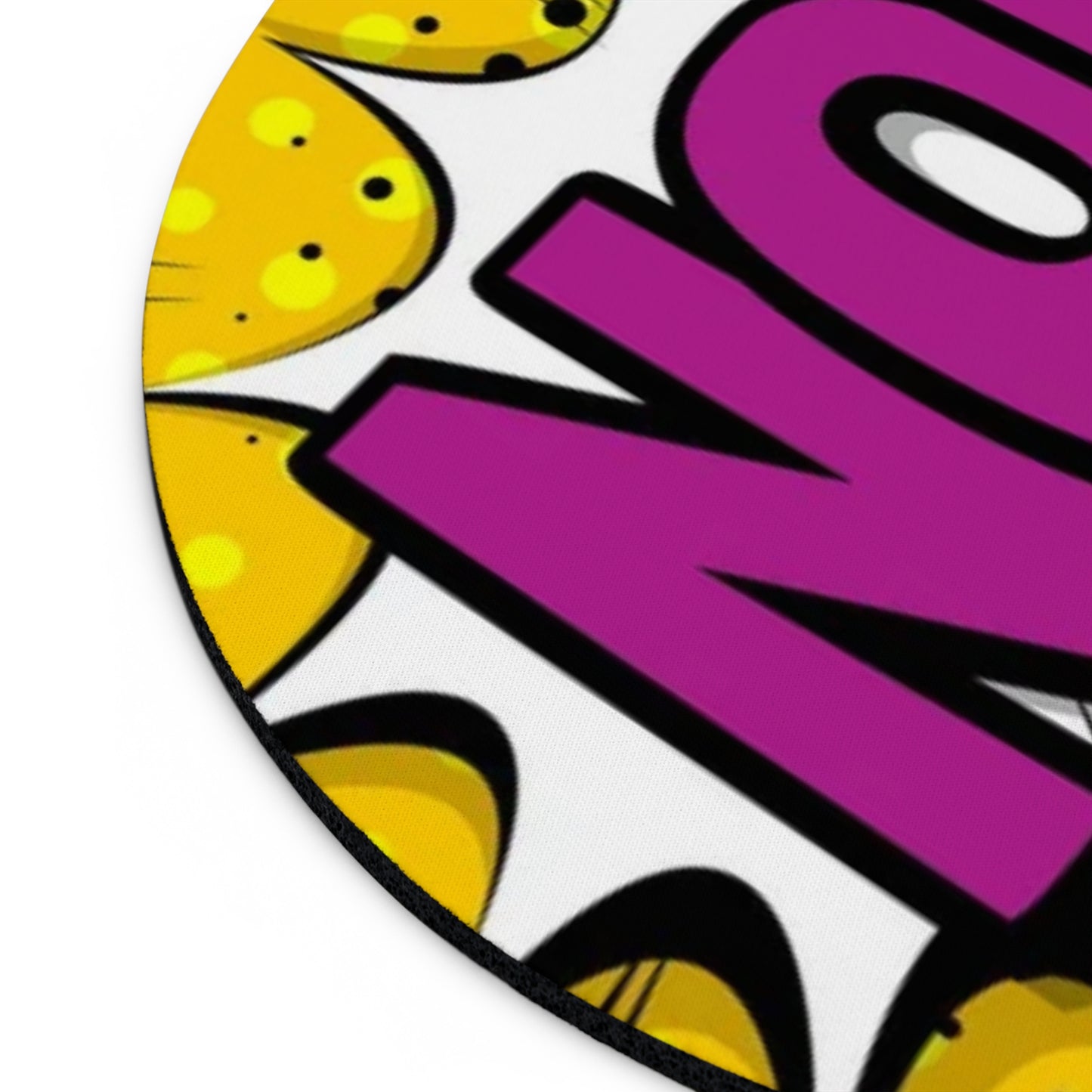 NO! Pop Art Round Mouse Pad — Bold Comic Graphic Desk Mat