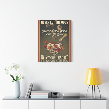 Inspirational Dice & Floral Heart Canvas