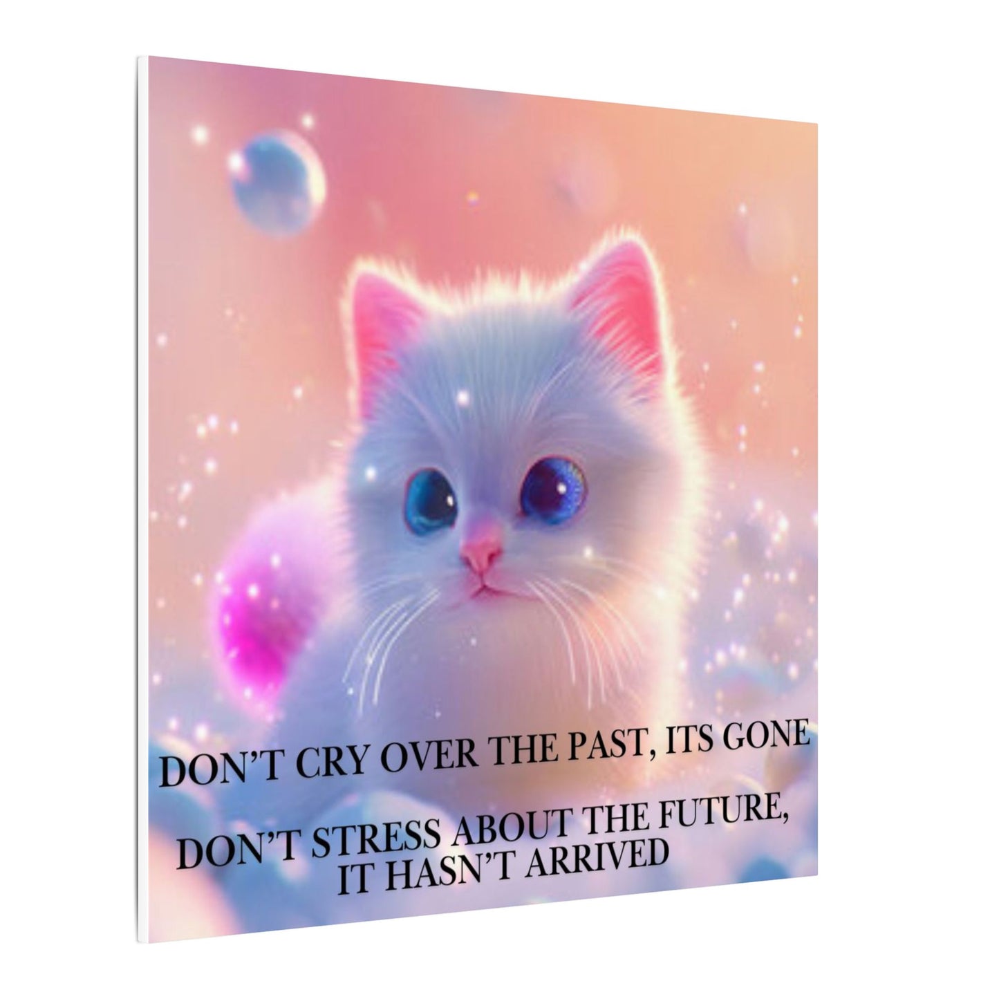 Inspirational Pastel Kitten Canvas - "Live in the Present" Wall Art