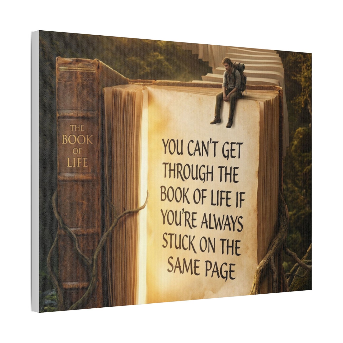 Inspirational Canvas Wall Art – "You Can't Get Through the Book of Life" Stretched Print