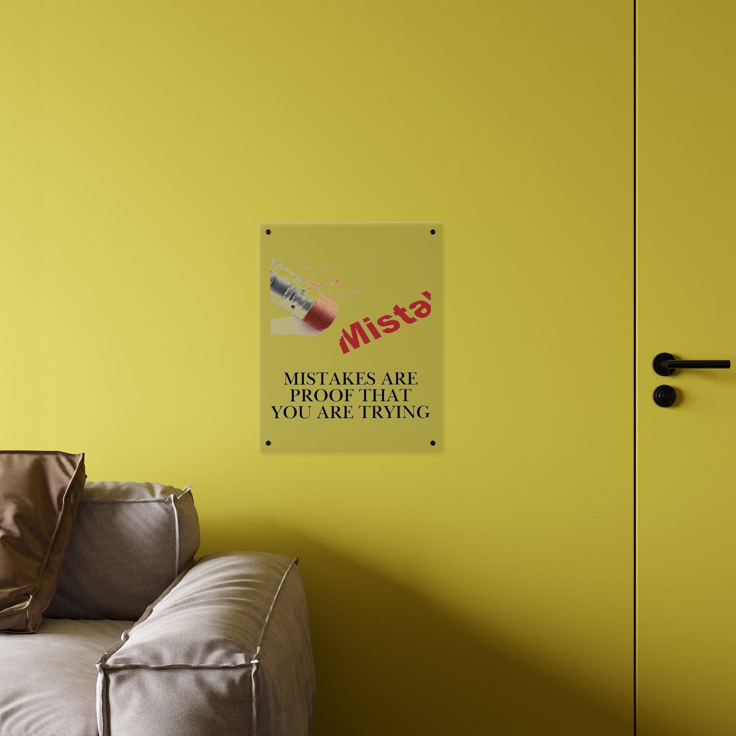 Acrylic Wall Art Panel — “Mistakes Are Proof That You Are Trying” Motivational Plaque
