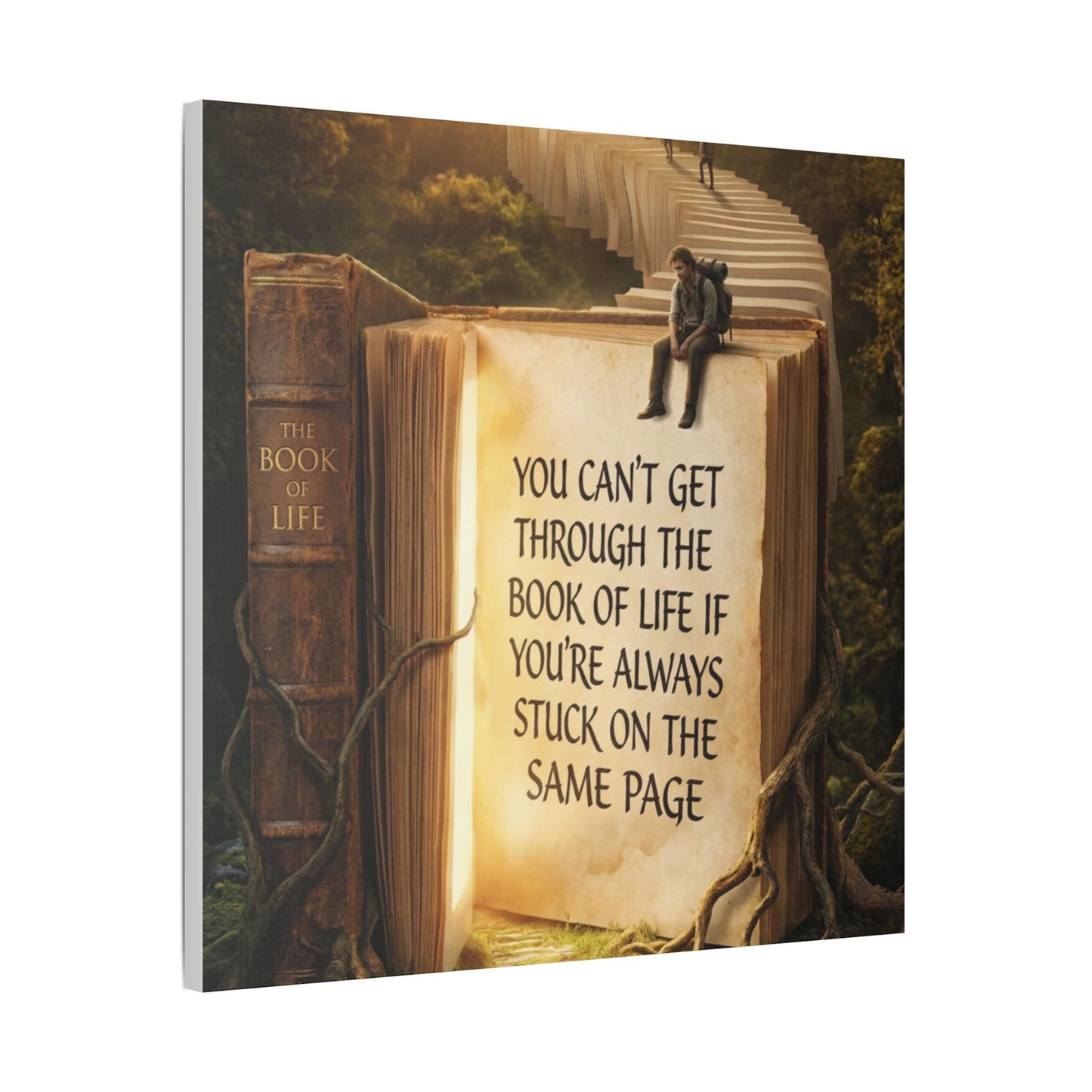 Inspirational Canvas Wall Art – "You Can't Get Through the Book of Life" Stretched Print