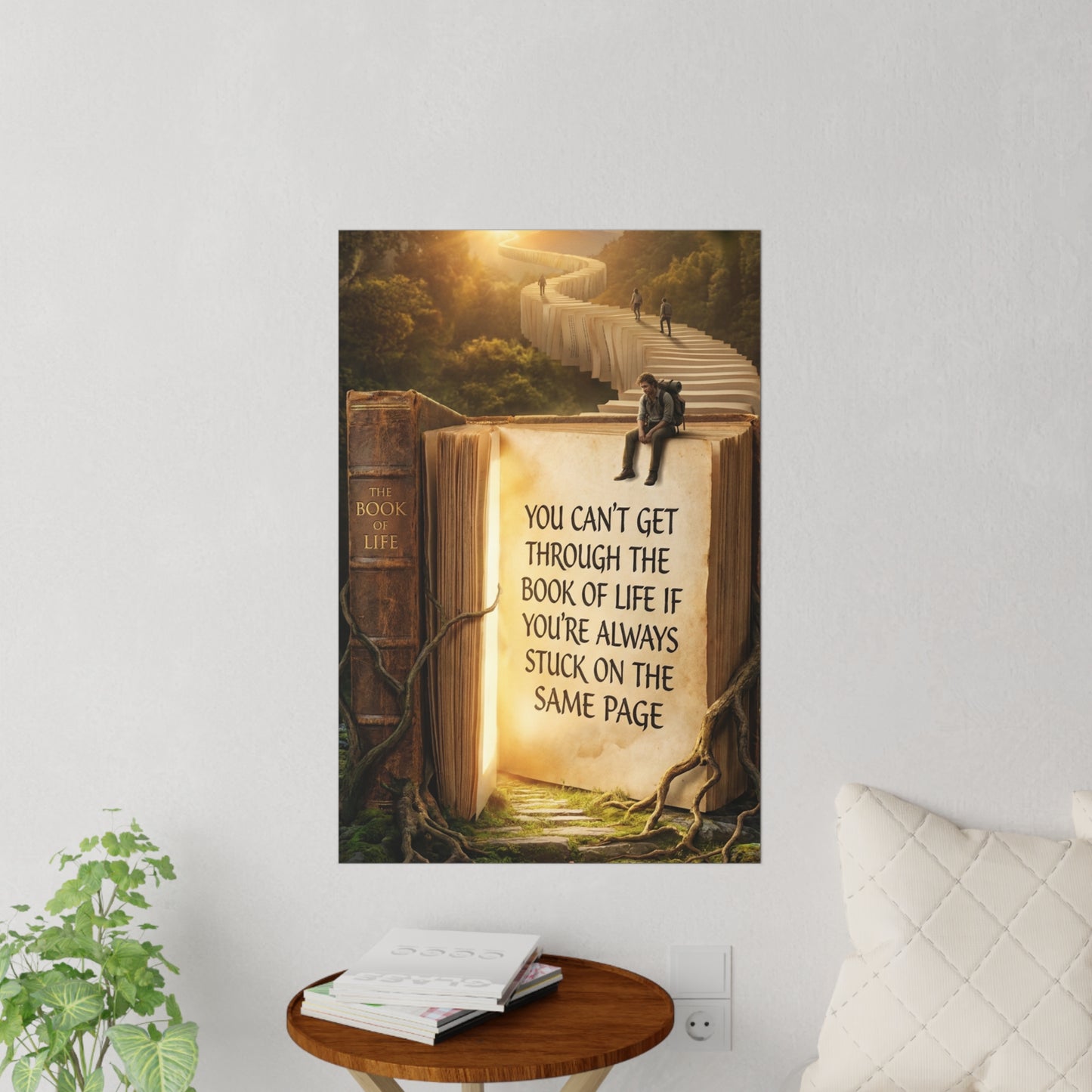 Wall Decal — "You Can't Get Through the Book of Life" Inspirational Book Quote