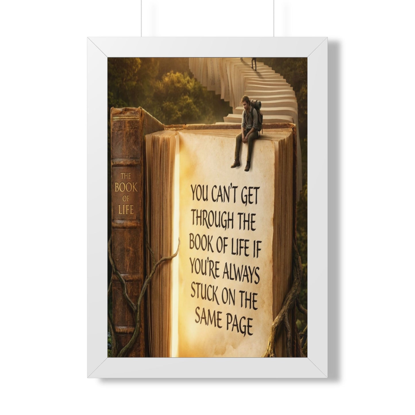 Inspirational Framed Poster - "You Can't Get Through the Book of Life"