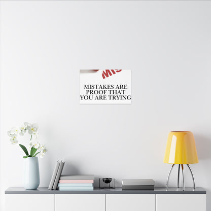 Motivational Canvas Print – "Mistakes Are Proof That You Are Trying" - Horizontal