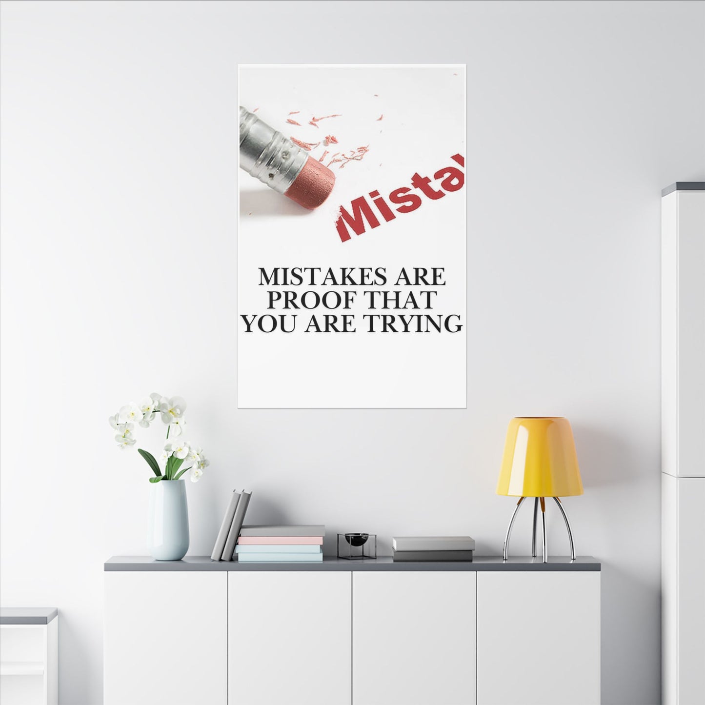 Inspirational Canvas Wall Art - "Mistakes Are Proof That You Are Trying" - Vertical
