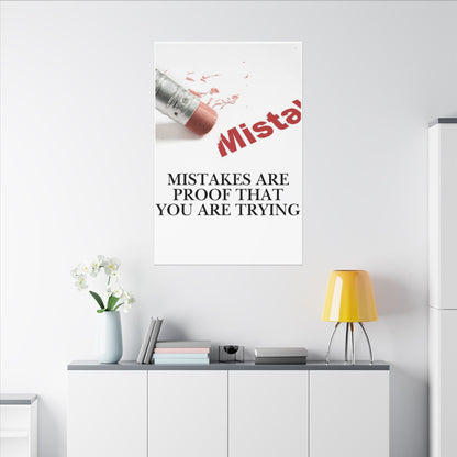 Inspirational Canvas Wall Art - "Mistakes Are Proof That You Are Trying" - Vertical
