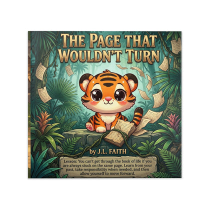 Hardcover Photo Book — "The Page That Wouldn't Turn" Children's Storybook (Cute Tiger Bedtime Adventure)