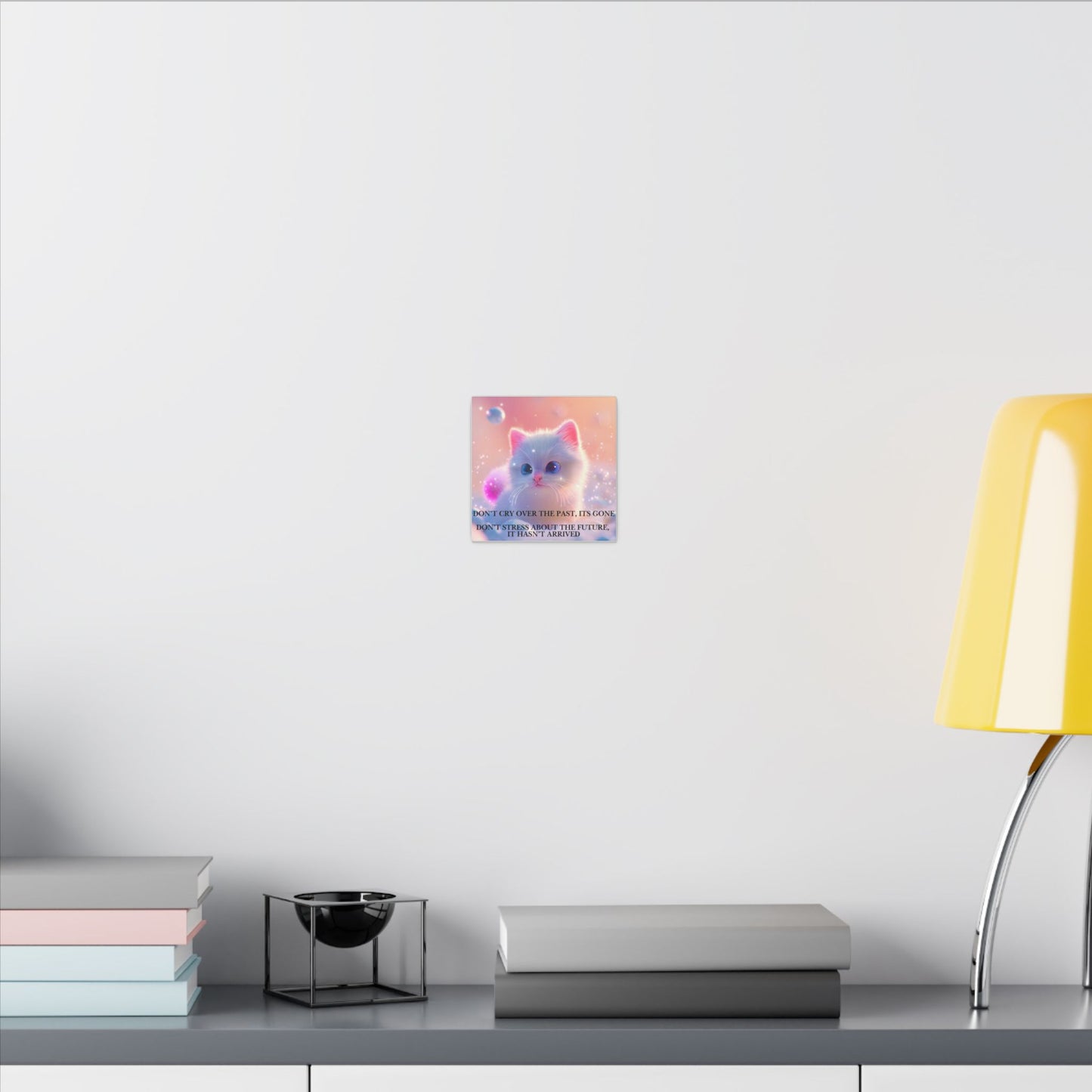 Inspirational Pastel Kitten Canvas - "Live in the Present" Wall Art