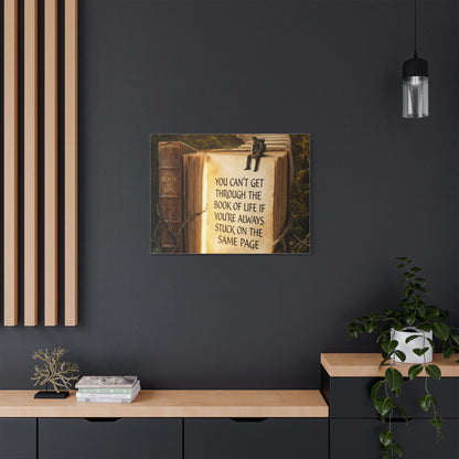 Inspirational Canvas Wall Art – "You Can't Get Through the Book of Life" Stretched Print