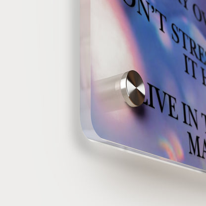 Inspirational Kitten Acrylic Wall Art Panel — "Live in the Present Moment"