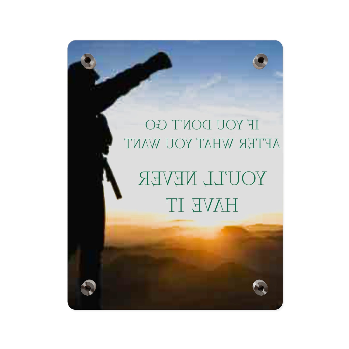 Acrylic Wall Art Panel — Motivational Sunset Quote “If You Don't Go After What You Want, You'll Never Have It”
