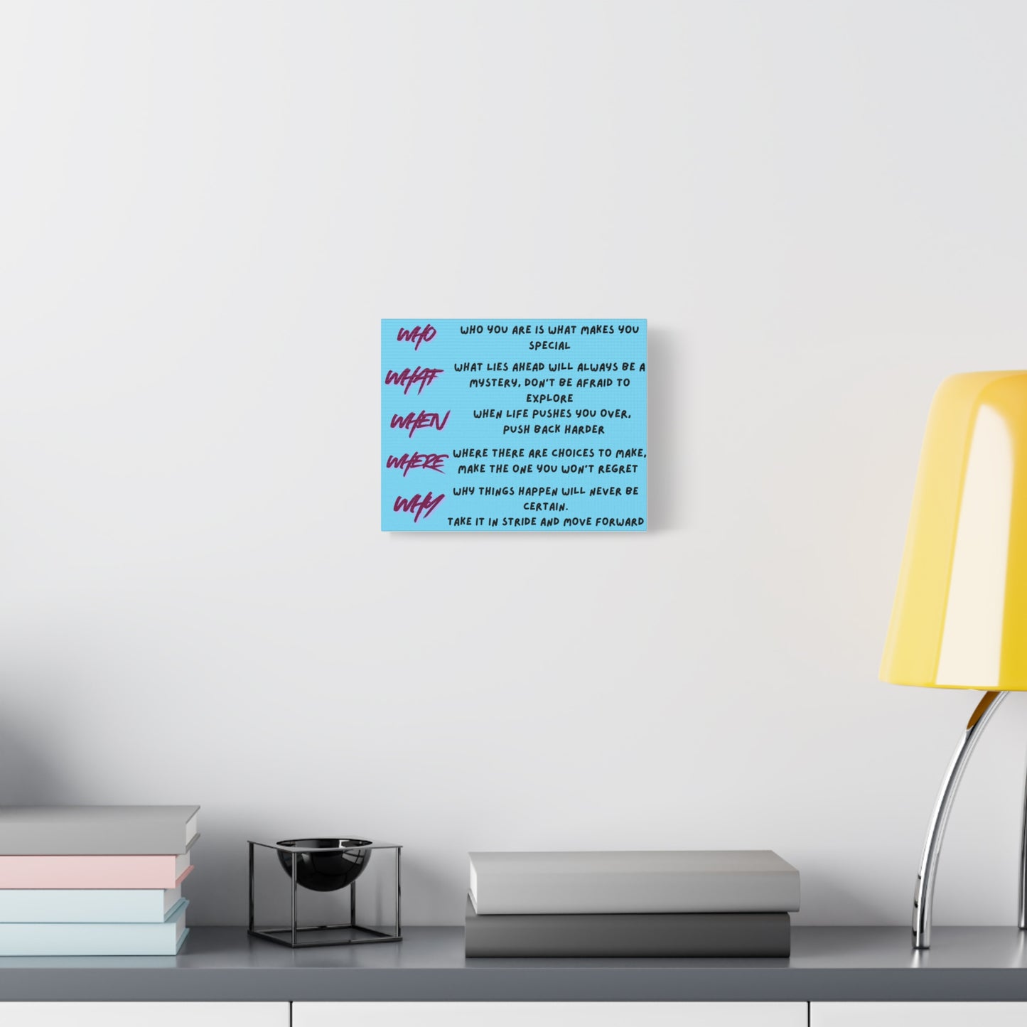 Inspirational 'Who What When Where Why' Matte Canvas Art