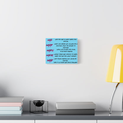 Inspirational 'Who What When Where Why' Matte Canvas Art