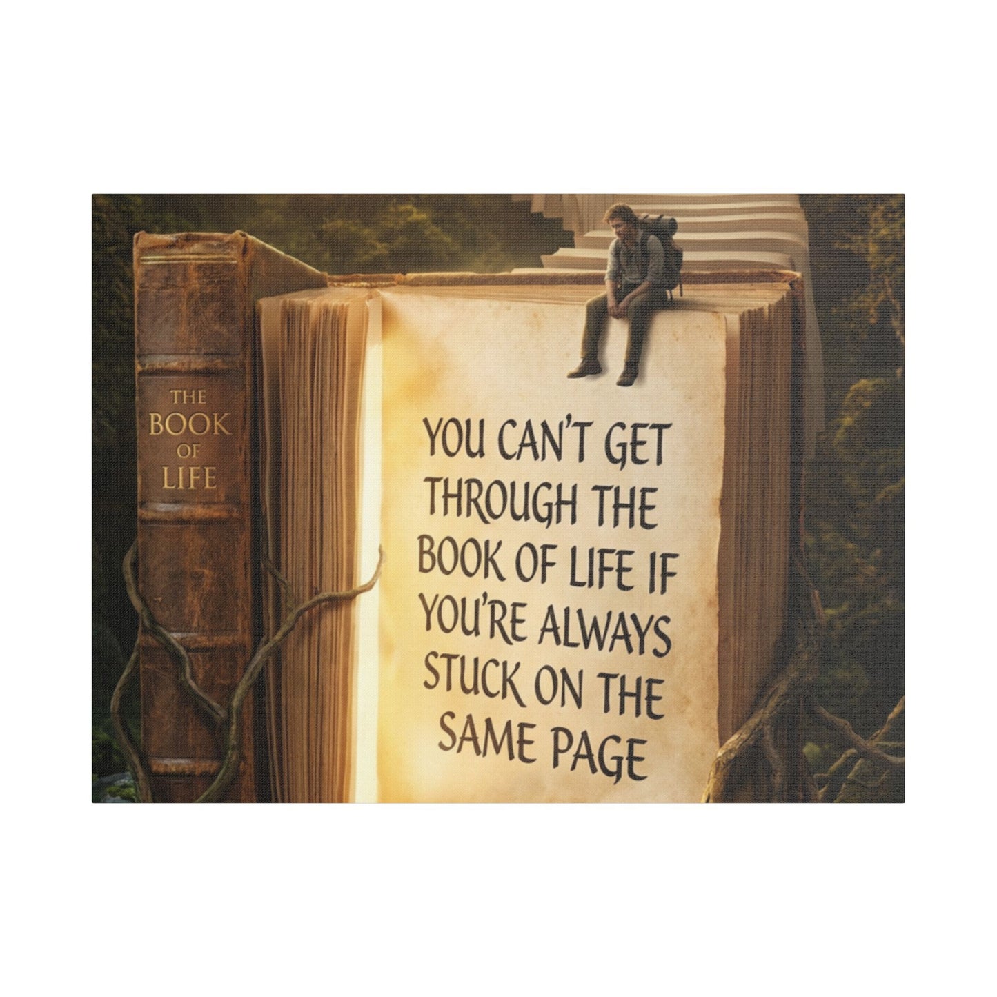 Inspirational Canvas Wall Art – "You Can't Get Through the Book of Life" Stretched Print