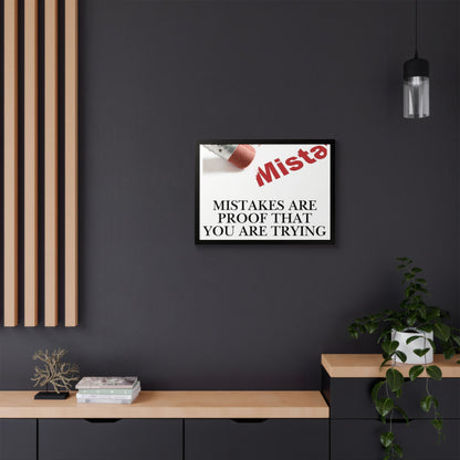 Framed “Mistakes Are Proof That You Are Trying” Motivational Wall Art (Horizontal)