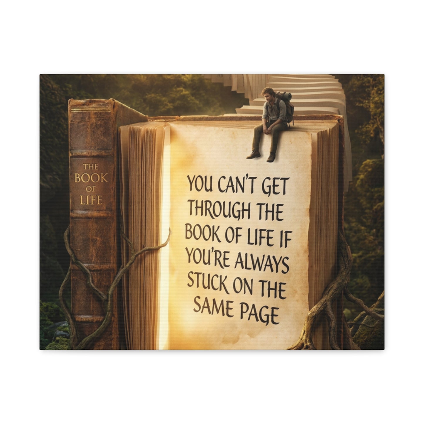 Inspirational Canvas Wall Art — "You Can't Get Through the Book of Life" Quote