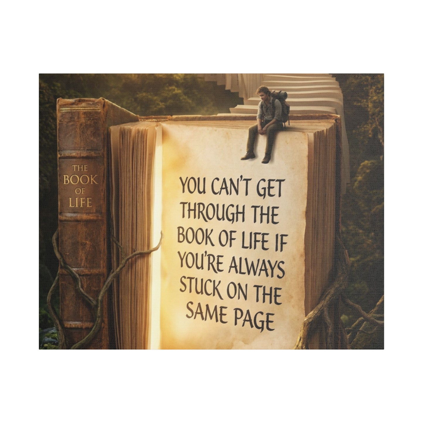 Inspirational Canvas Wall Art – "You Can't Get Through the Book of Life" Stretched Print