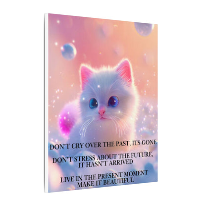 Inspirational Pastel Kitten Canvas - "Live in the Present" Wall Art