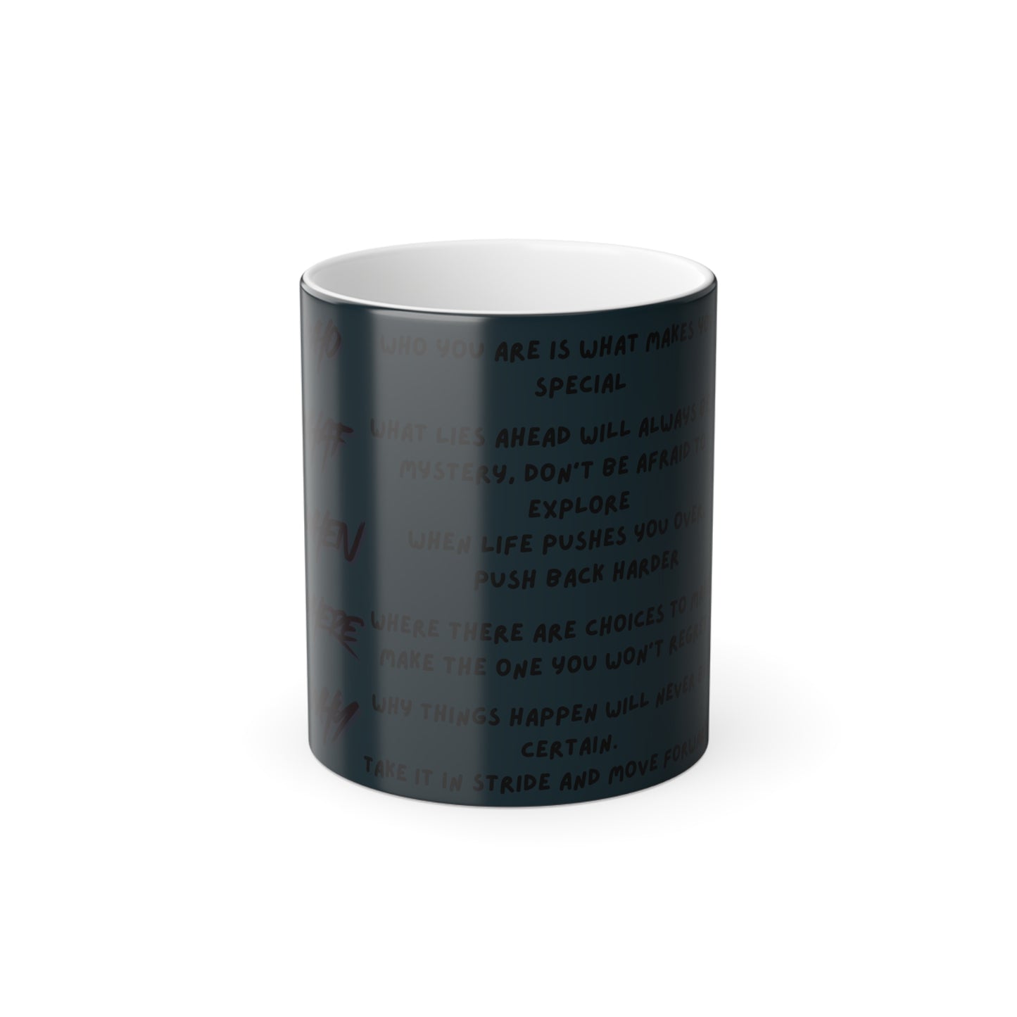 Color-Changing Inspirational Quote Mug — 11oz Morphing Coffee Cup