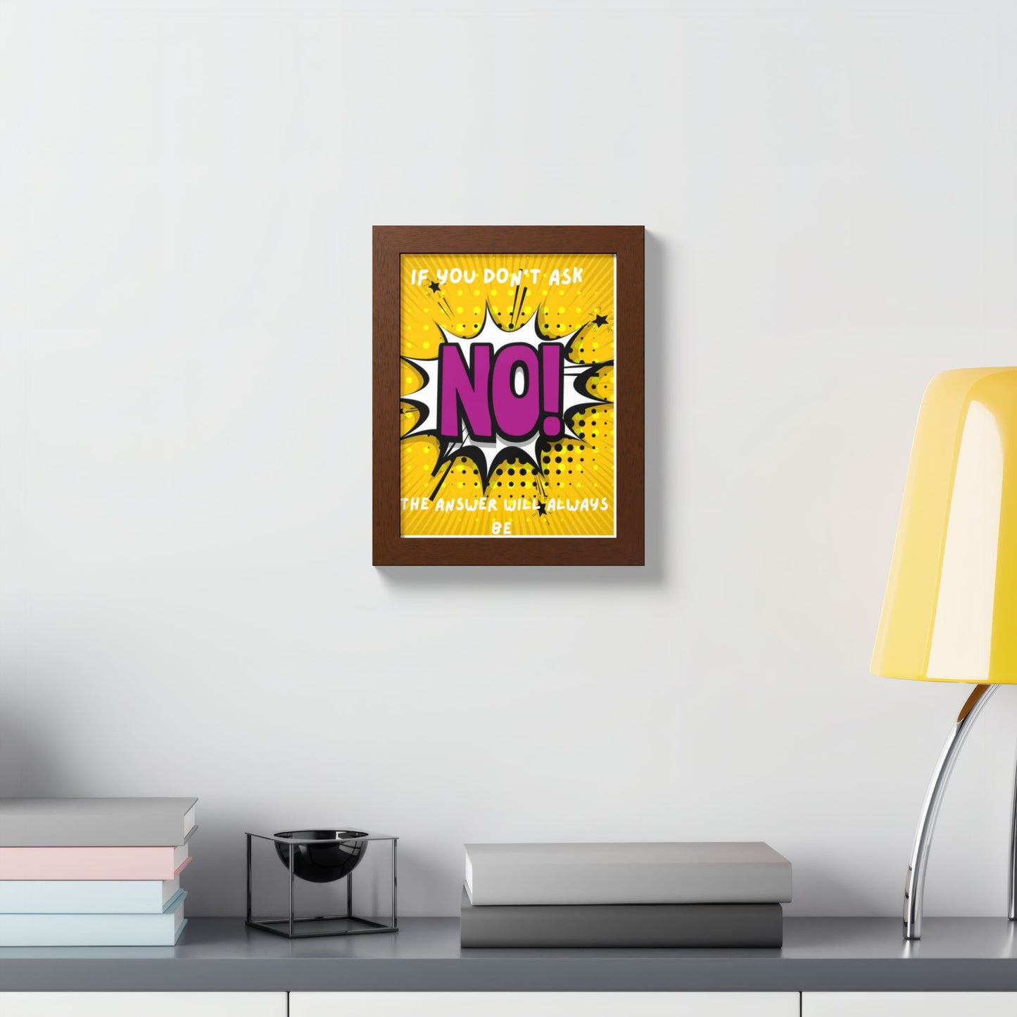 Framed Poster — Pop Art "NO!" Motivational Quote Wall Art