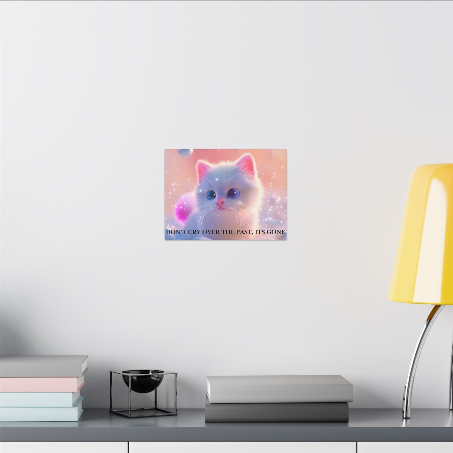 Inspirational Pastel Kitten Canvas - "Live in the Present" Wall Art
