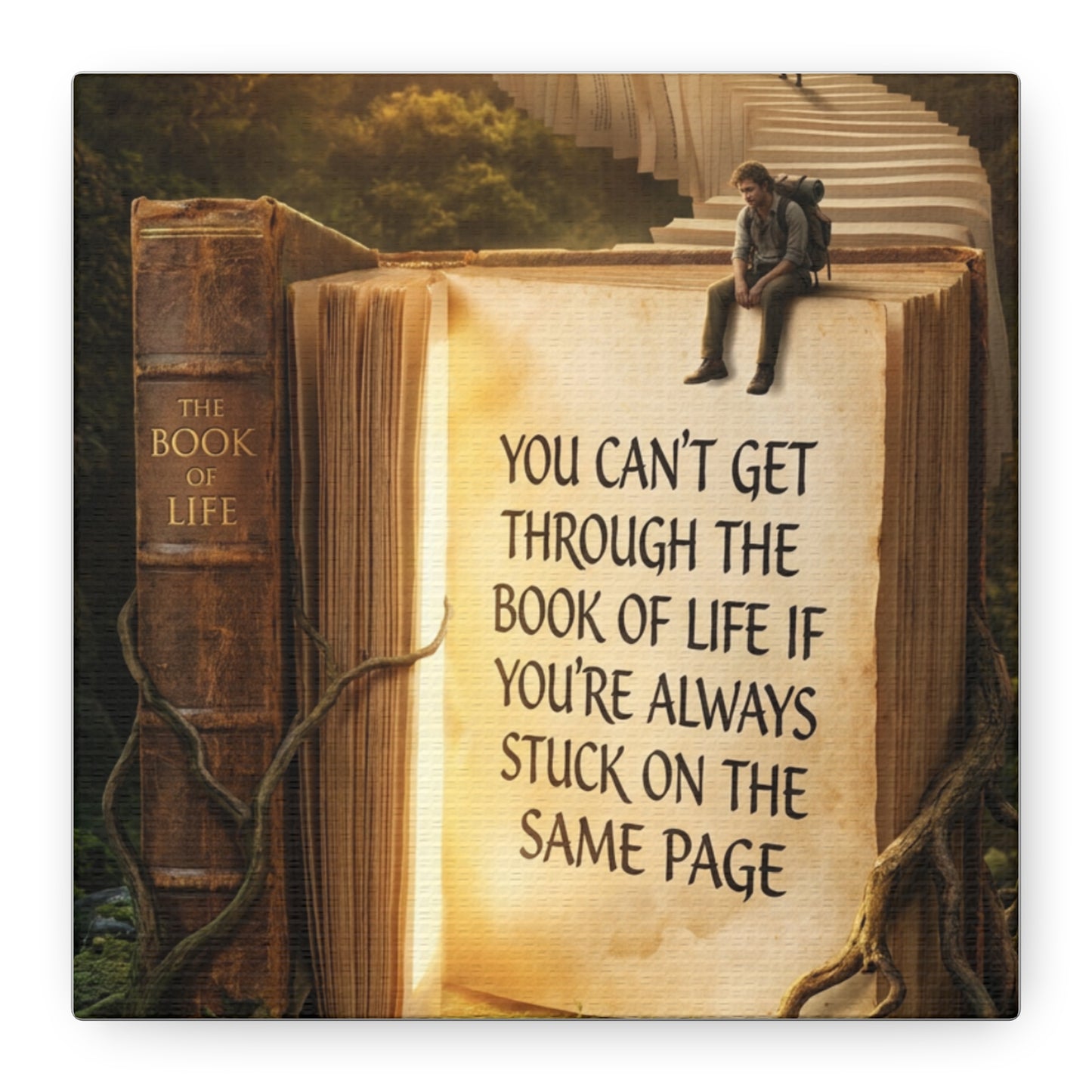 Inspirational Canvas Wall Art — "You Can't Get Through the Book of Life..."