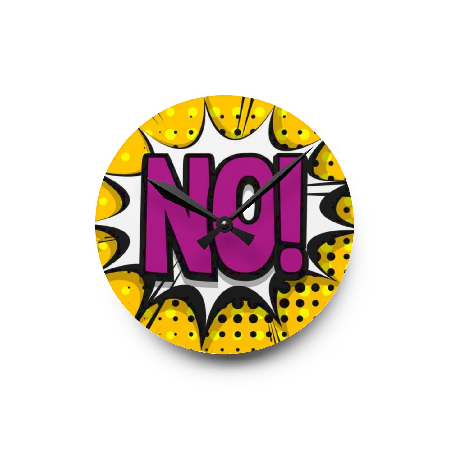NO! Pop Art Acrylic Wall Clock