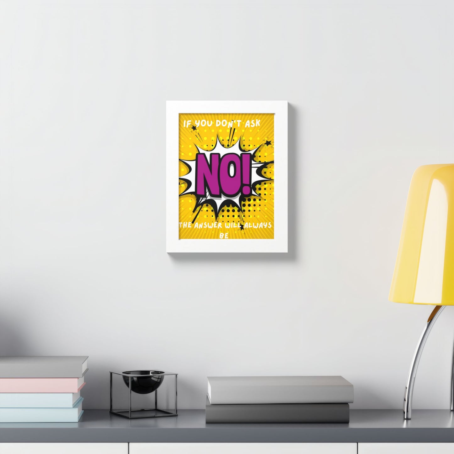 Framed Poster — Pop Art "NO!" Motivational Quote Wall Art