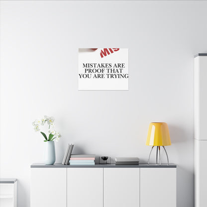 Motivational Canvas Print – "Mistakes Are Proof That You Are Trying" - Horizontal