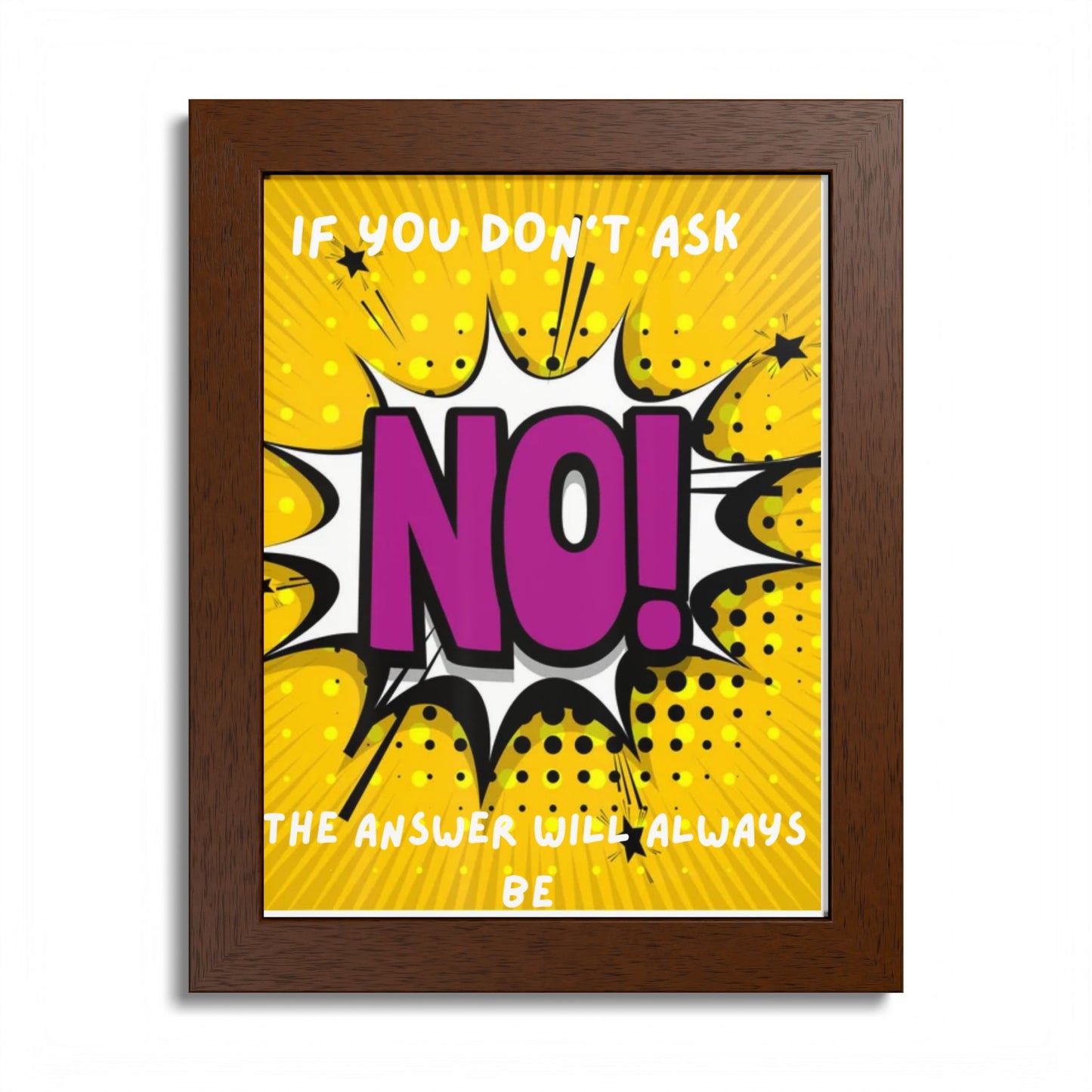 Framed Poster — Pop Art "NO!" Motivational Quote Wall Art