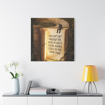 Inspirational Canvas Wall Art – "You Can't Get Through the Book of Life" Stretched Print