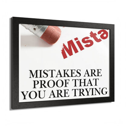Framed “Mistakes Are Proof That You Are Trying” Motivational Wall Art (Horizontal)