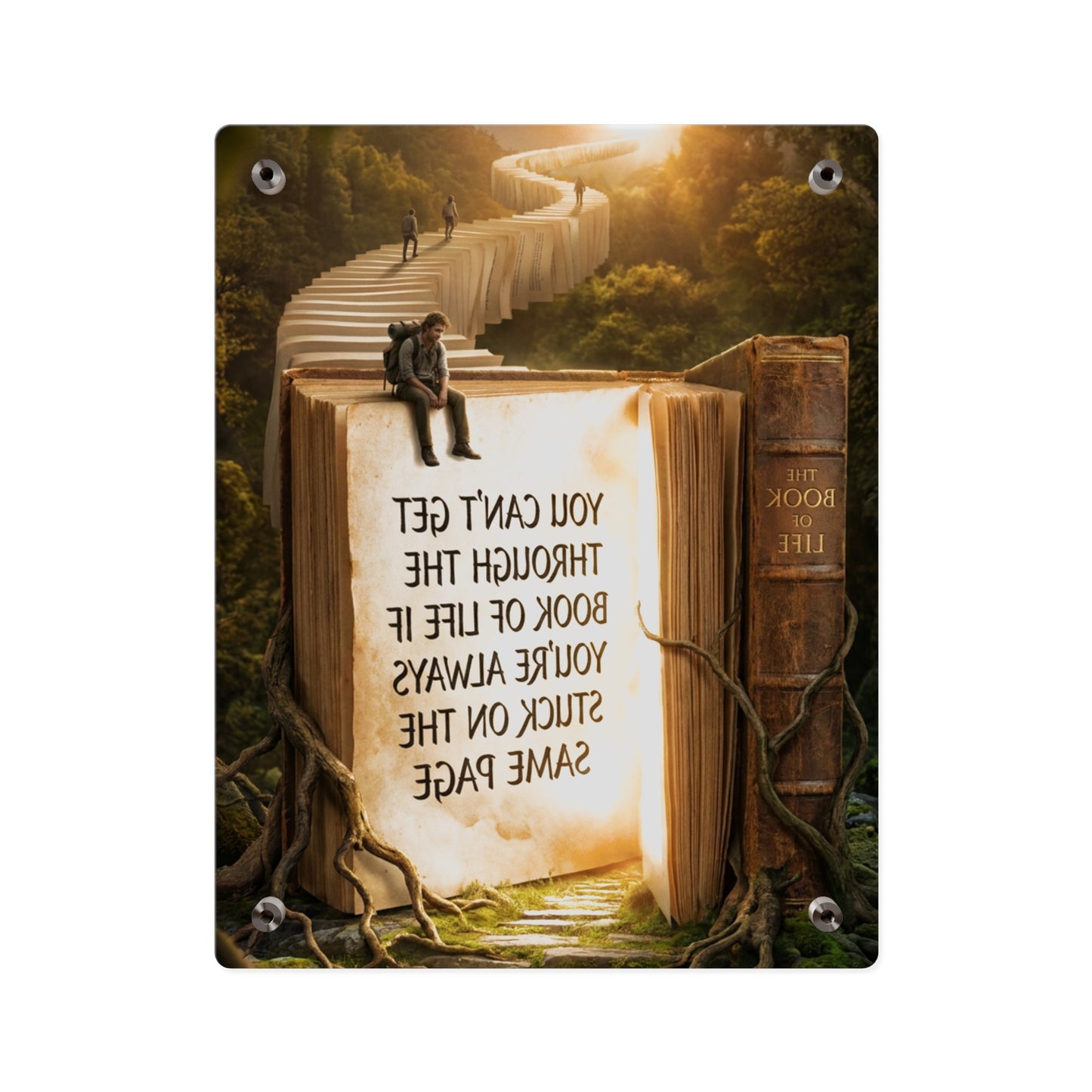Acrylic Wall Art — "You Can't Get Through the Book of Life" Inspirational Quote Panel