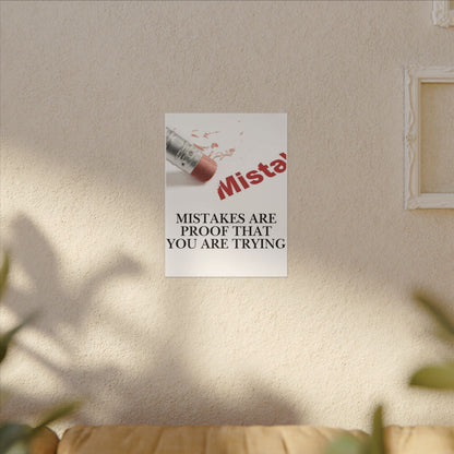 Inspirational Canvas Wall Art - "Mistakes Are Proof That You Are Trying" - Vertical