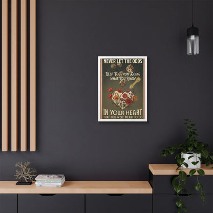 Framed Poster – "Never Let the Odds" Inspirational Floral Heart Art