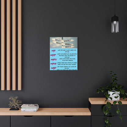 Motivational Canvas Wall Art — 'Who What When Where Why' Inspirational Quote