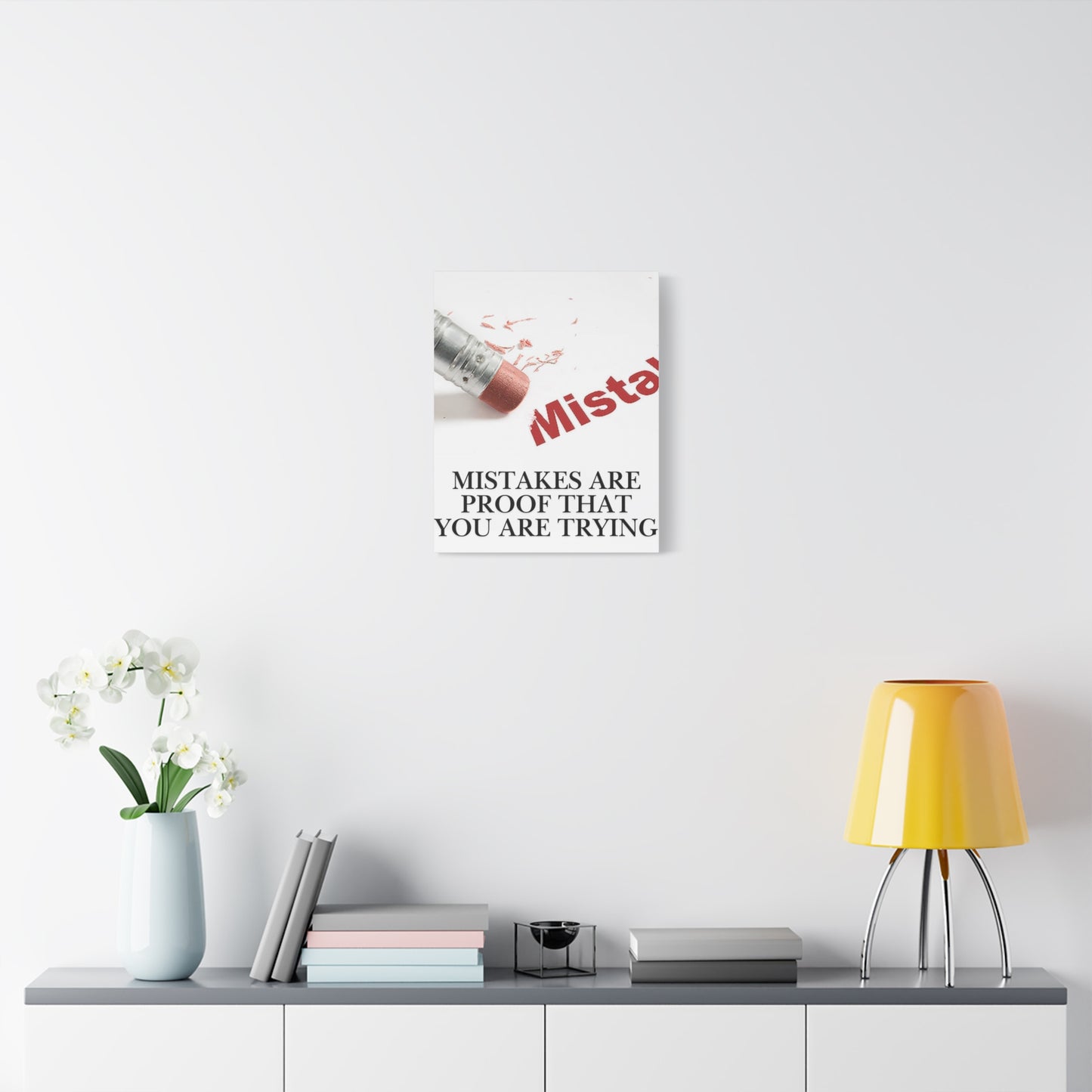 Mistakes Are Proof That You Are Trying — Matte Stretched Canvas Wall Art (Vertical)