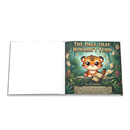 Hardcover Photo Book — "The Page That Wouldn't Turn" Children's Storybook (Cute Tiger Bedtime Adventure)