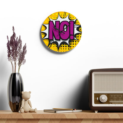 NO! Pop Art Acrylic Wall Clock