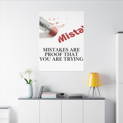 Inspirational Canvas Wall Art - "Mistakes Are Proof That You Are Trying" - Vertical
