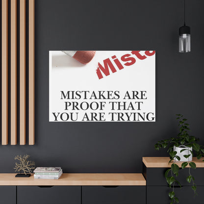 Motivational Canvas Wall Art – "Mistakes Are Proof That You Are Trying"
