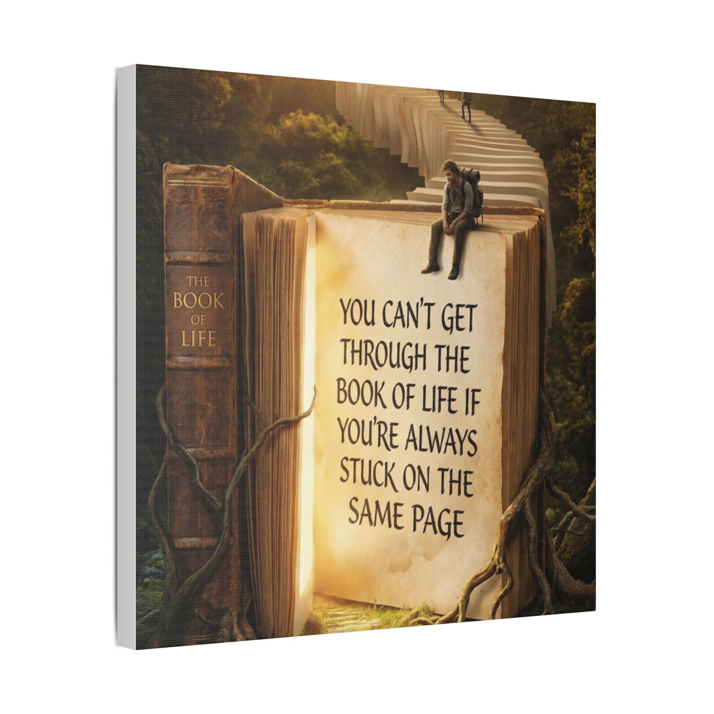 Inspirational Canvas Wall Art – "You Can't Get Through the Book of Life" Stretched Print
