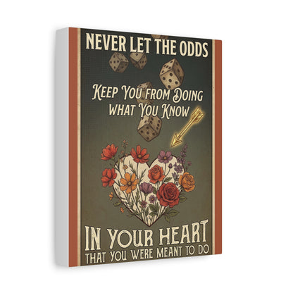 Inspirational Dice & Floral Heart Canvas
