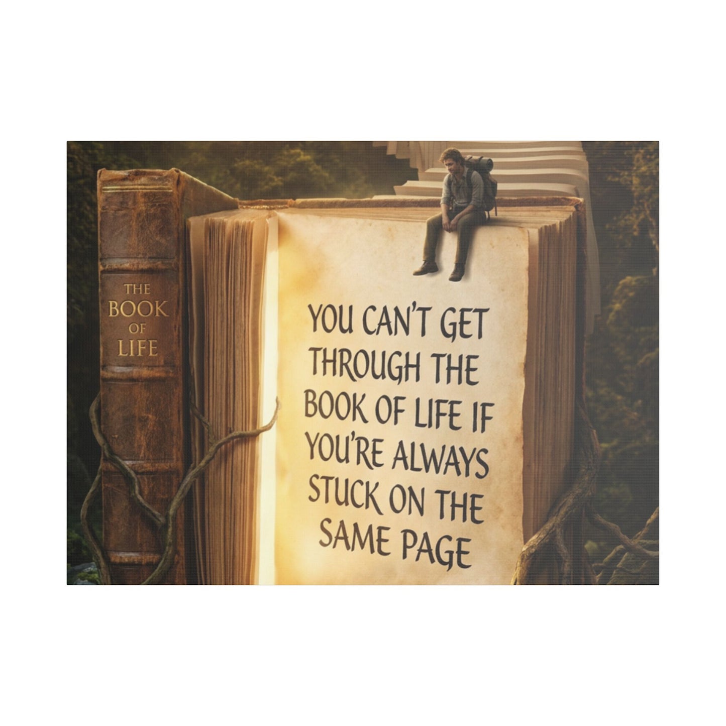 Inspirational Canvas Wall Art – "You Can't Get Through the Book of Life" Stretched Print