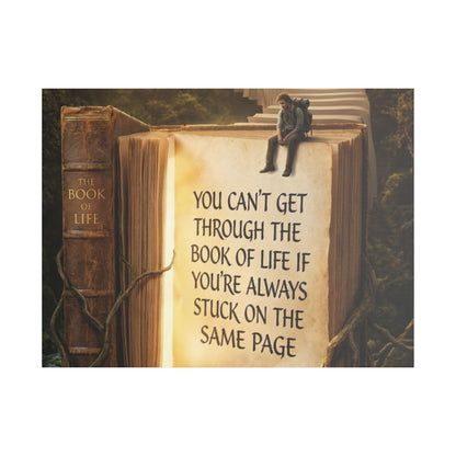 Inspirational Canvas Wall Art – "You Can't Get Through the Book of Life" Stretched Print