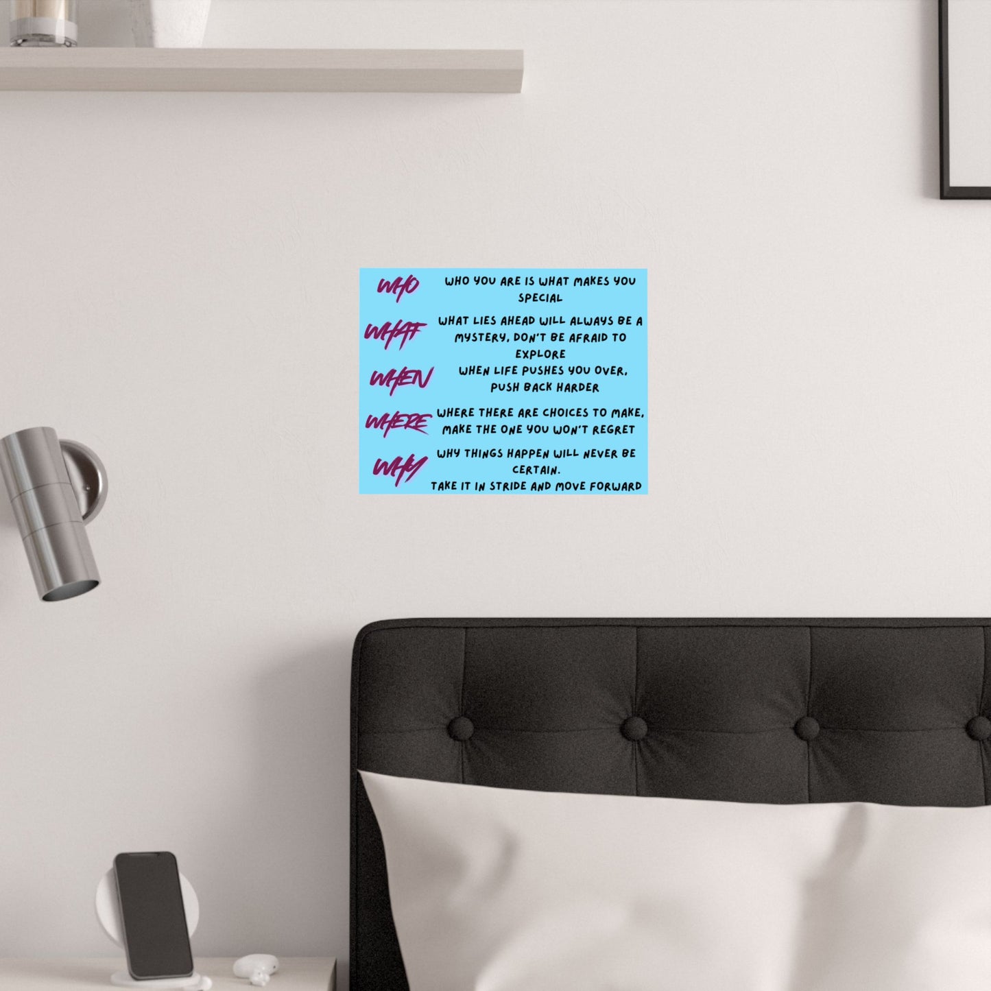 Inspirational 'Who What When Where Why' Satin Poster — Motivational Quote Wall Art