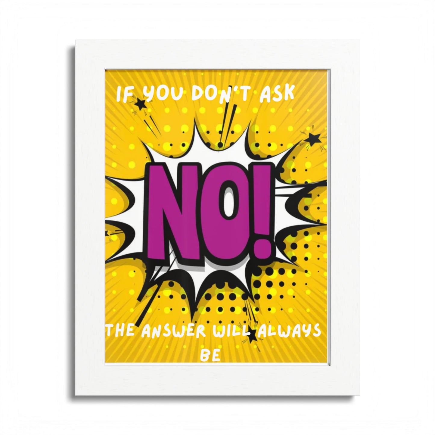 Framed Poster — Pop Art "NO!" Motivational Quote Wall Art