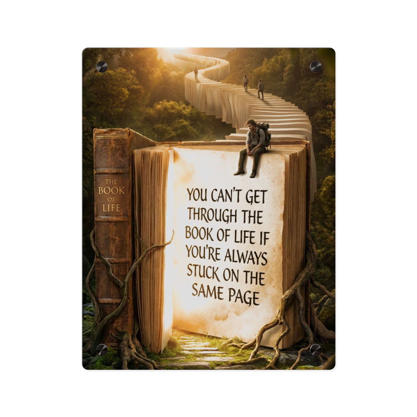 Acrylic Wall Art — "You Can't Get Through the Book of Life" Inspirational Quote Panel