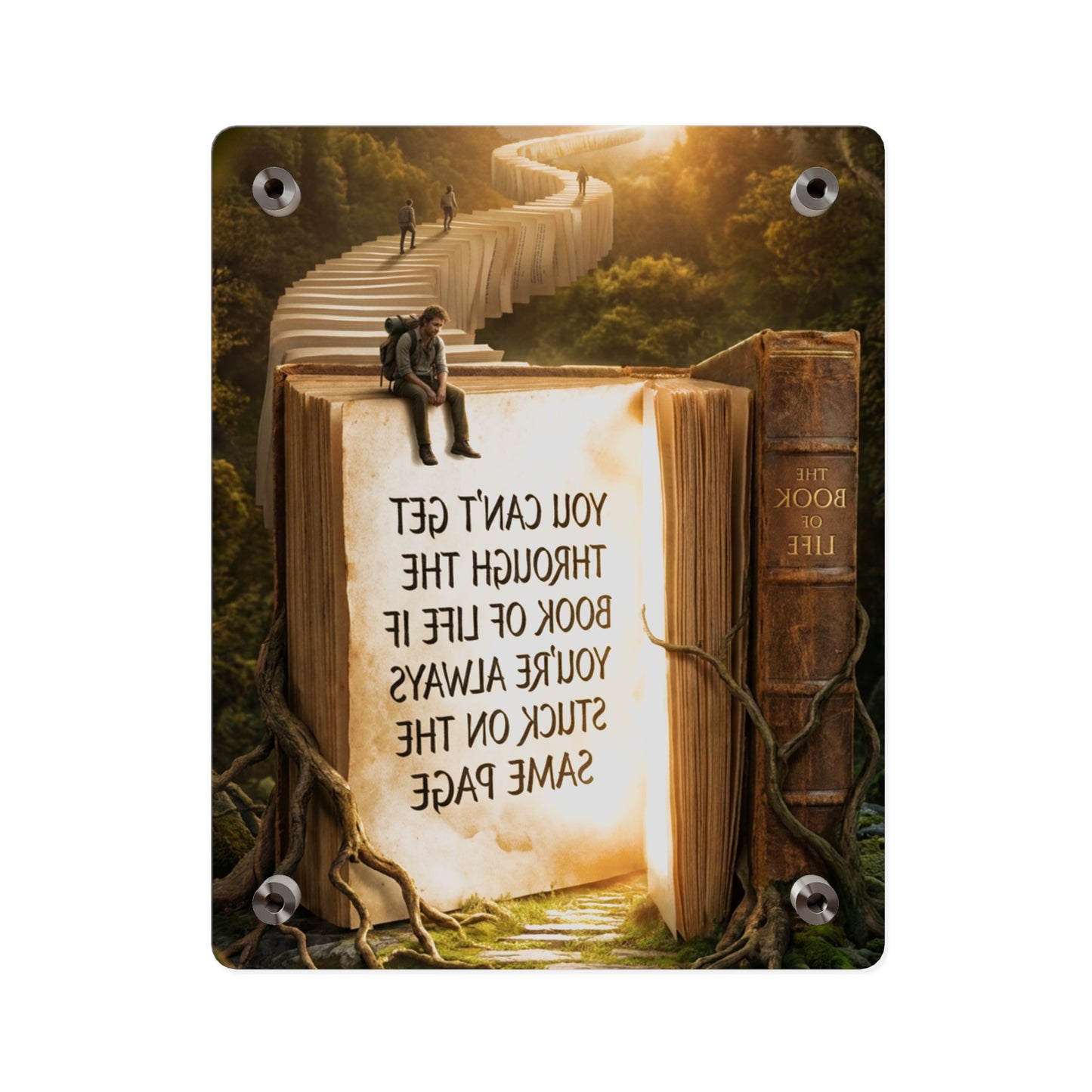Acrylic Wall Art — "You Can't Get Through the Book of Life" Inspirational Quote Panel